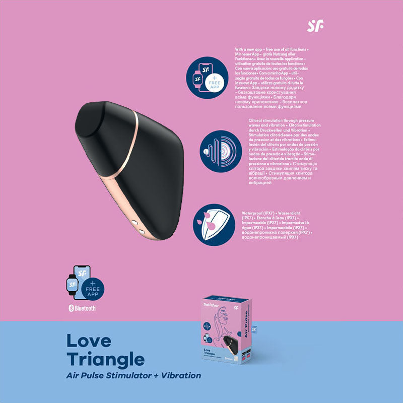 Satisfyer Love Triangle black app-controlled air pulse clitoral stimulator - ClubX Australia